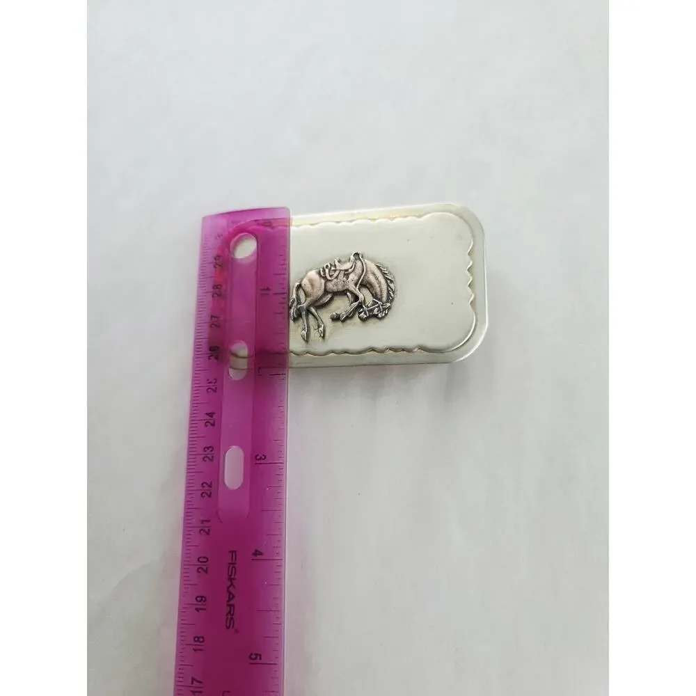 Vintage Nickel Silver End Of The Trail Horse In Saddle Western Belt Buckle